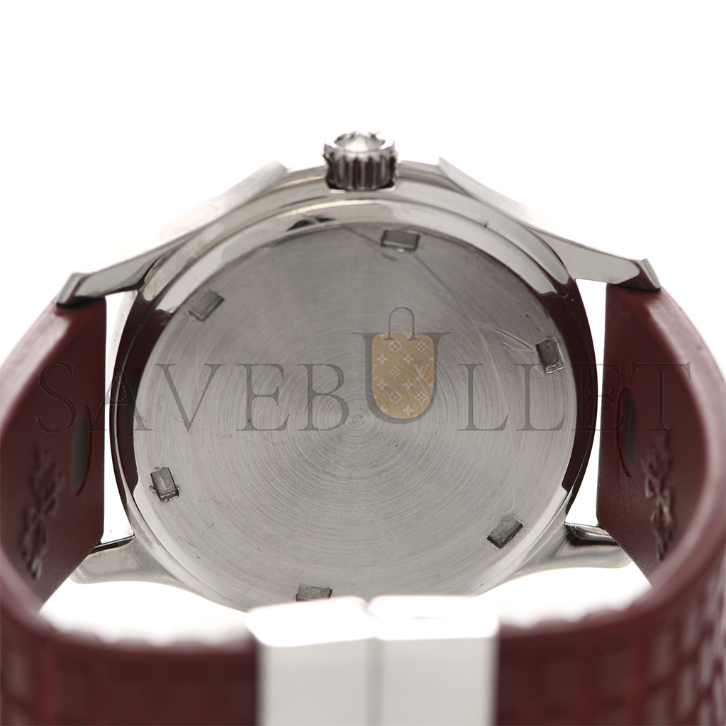 P**ek Ph**ppe stainless steel rubber diamond 37mm aquanaut quartz watch burgundy 5067a-010